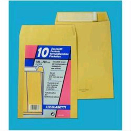BLASETTI 586 BUSTE DI CARTA A SACCO CON STRIP E SOFFIETTO 300X400 mm COL. AVANA CONF 10 PZ.