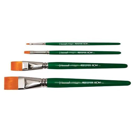 CWR VINCENT PENNELLI SINTETICI PUNTA PIATTA N. 10 MANICO CORTO COL. VERDE CONF 6 Pz.