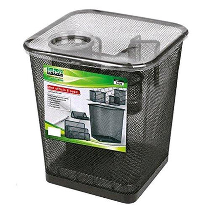 LEBEZ SET UFFICIO 6 PEZZI IN METALLO CON CESTINO GETTACARTE COL. NERO