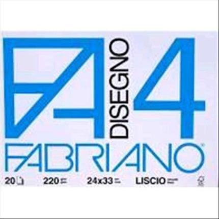 FABRIANO F4 ALBUM DA DISEGNO 4 ANGOLI CM 24X33 220 GR LISCIO 20 FOGLI COLORE BIANCO CONF 10 Pz.