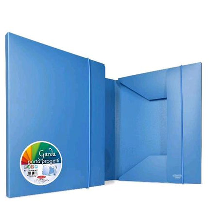 PLASTIBOR GARDA 30 CARTELLE CON ELASTICO IN PP 3 LEMBI 265X350 mm DORSO 3 CM AZZURRO