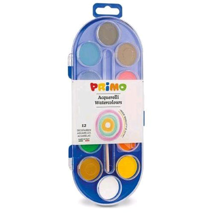 PRIMO ACQUERELLI PASTIGLIE 30 mm COLORI ASSORTITI CONF 12 Pz.