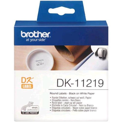 BROTHER CONF 1200 ETICHETTE ADESIVE ROTONDE DIAMETRO 12 mm NERO BIANCO
