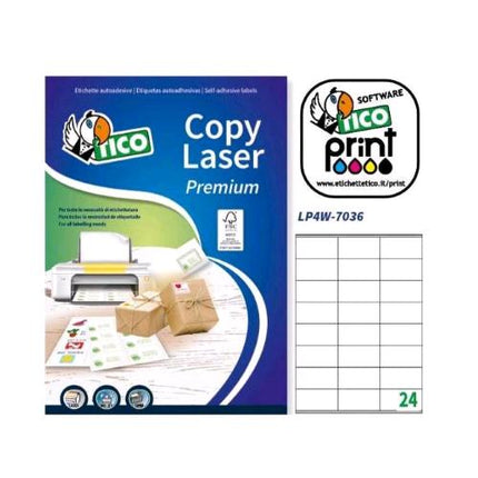 TICO COPY LASER PREMIUM CONF 2400 ETICHETTE ADESIVE 70X36 mm BIANCO OPACO