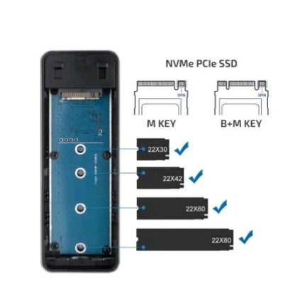 VULTECH GS-NVMETC BOX ESTERNO PER SSD M.2 NVMe USB 3.1 GEN 2 TYPE-C