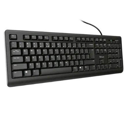 TRUST PRIMO SILENT TASTIERA USB CON TASTI SILENZIOSI RESISTENTE AD ACQUA E LIQUIDI LAYOUT ITALIANO NERO