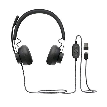LOGITECH ZONE WIRED CUFFIE CON MICROFONO USB CERTIFICATE UC NERO
