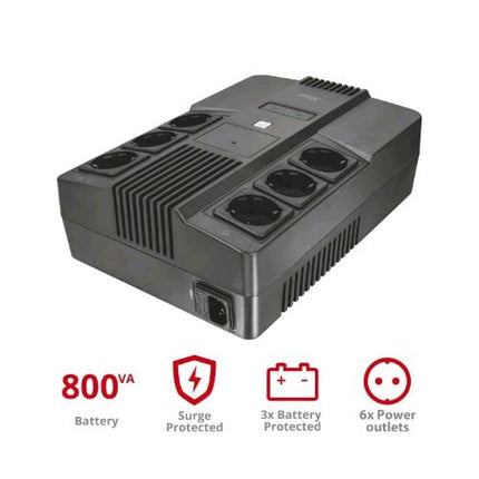 TRUST MAXXON POWERSTRIP GRUPPO DI CONTINUIT¿ 800VA 6 PRESE NERO