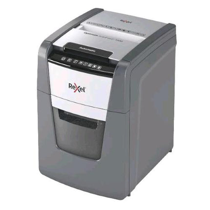 REXEL OPTIMUM AUTOFEED+ 100M DISTRUGGIDOCUMENTI A MICROPARTICELLE CESTINO 34 LT CAPACITA' 100 FOGLI GRIGIO