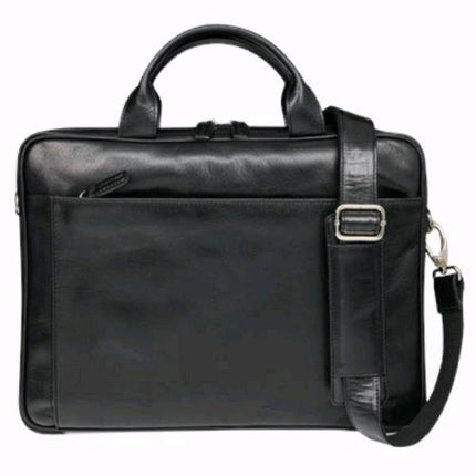 DBRAMANTE 1928 AMALIENBORG BORSA PER NOTEBOOK DA 15" IN PELLE CON TRACOLLA 8 SCOMPARTI NERO