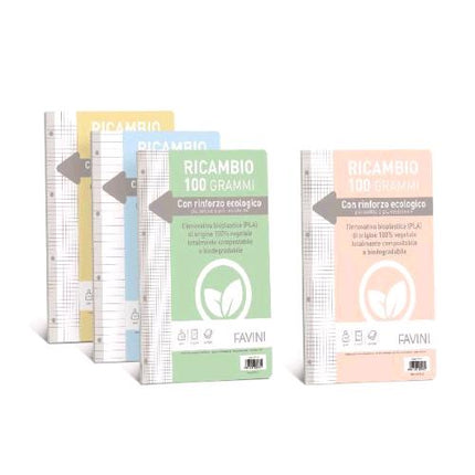 CARTOTECNICA FAVINI RICAMBIO RINFORZATO BIO 100 GR 210X297 mm A4 40 FOGLI A QUADRETTI 0Q BIANCO
