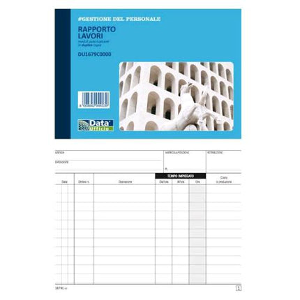 DATA UFFICIO RAPPORTO DEI LAVORI ESEGUITI AUTOCOPIANTE 50/50 FOGLI 165X115 mm CONF 10 Pz.