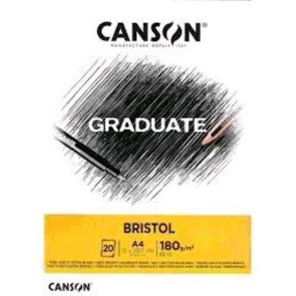 CANSON GRADUATE BLOCCO BRISTOL 180 GR 21X29.7mm A4 20 FOGLI BIANCO