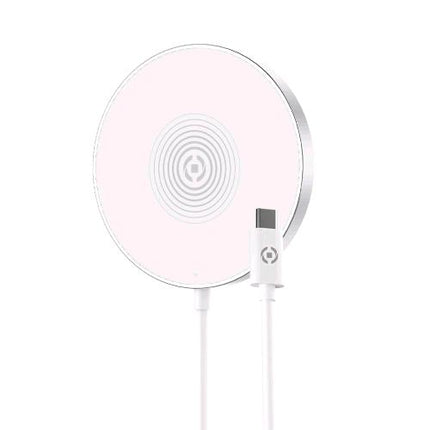 CELLY MAGCHARGE CARICABATTERIE WIRELESS MAGNETICO CON CAVO TYPE-C INTEGRATO BIANCO