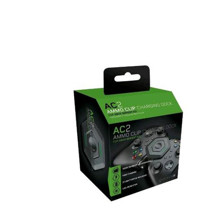 GIOTECK AMMO CLIP CHARGER XBOX STAZIONE DI RICARICA CON DUE BATTERIE DA 600MAH USB-C ALIMENTA DUE CONTROLLER XBOX SERIES X|S CONTEMPORANEAMENTE NERO