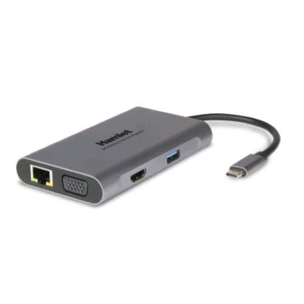 HAMLET DOCKING STATION USB-C POWER DELIVERY 85W 3xUSB 3.0 HDMI VGA LAN GREY