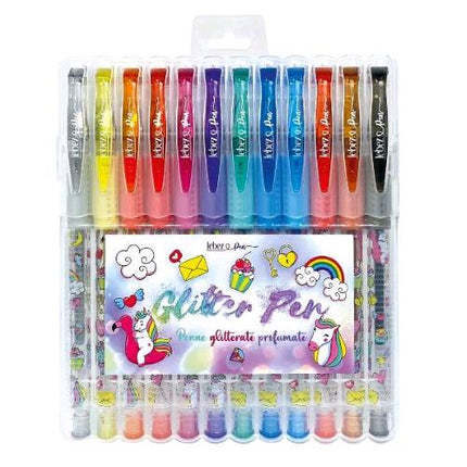 LEBEZ PENNA A SFERA GEL GLITTER COLORI ASSORTITI CONF 12 Pz.