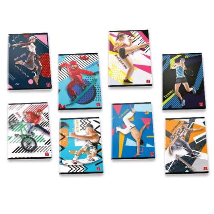 PIGNA POP SPORT QUADERNO PUNTO METALLICO 80 GR 20 FOGLI A RIGHE 1R 210X297 mm A4 FANTASIE ASSORTITE CONF 10 Pz.