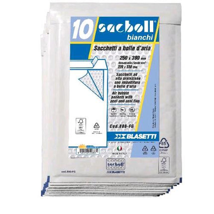 BLASETTI SACBOLL BUSTE A SACCO IMBOTITE 25X39 CM BIANCO CONF 10 Pz.