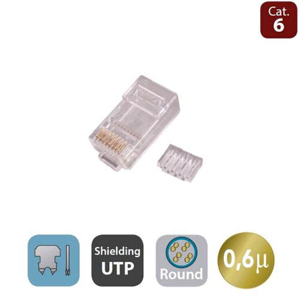 WP EUROPE PLUG RJ45 UTP CAT.6 PER CAVO TONDO FLESSIBILE CF10 PZ