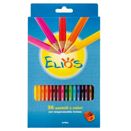 GIOTTO ELIOS PASTELLI MINA 2.8 mm COLORI ASSORTITI CONF 36 Pz. + TEMPERAMATITE