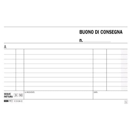 EDIPRO BLOCCO BUONO DI CONSEGNA 170X99 mm 50 FOGLI AUTORICALCANTI CONF 10 Pz.