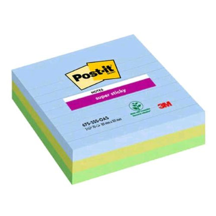 3M POST-IT SUPER STCKY OASIS 101X101 mm DA 70 FOGLI A RIGHE COLORI ASSORTITI CONF 3 Pz.