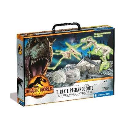 CLEMENTONI JURASSIC WORLD 3 TREX E PTERANODONTE KIT FOSSILI DA SCAVARE E ASSEMBLARE