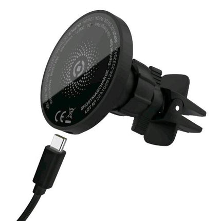 CELLY GHOST MAG CHARGE SUPPORTO AUTO MAGNETICO CON RICARICA WIRELESS MAGNETICO MAGSAFE 15W BLACK