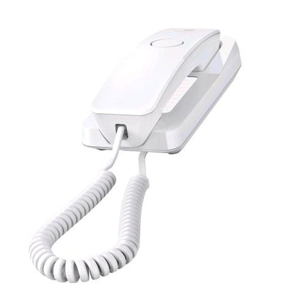 GIGASET DESK 200 TELEFONO A FILO STANDARD SEGNALAZIONE DI CHIAMATA A LED 10 NUMERI PER LA SELEZIONE RAPIDA 3 MELODIE E 3 LIVELLI DI VOLUME POSSIBILITA' DI DISABILITARE LA SUONERIA RIPETIZIONE DELL'ULTIMO NUMERO SELEZIONATO TASTO MUTE WHITE