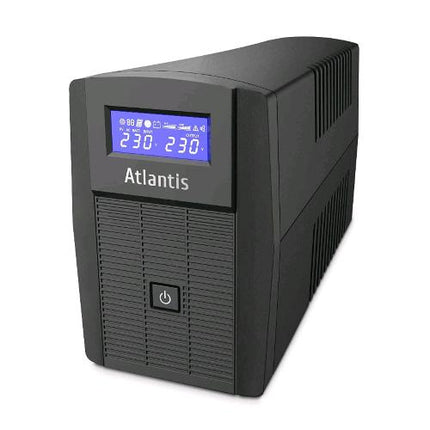 ATLANTIS A03-HP1003 GRUPPO DI CONTINUIT¿ ONDA SINUSOIDALE PURA 800VA 480W LINE INTERACTIVE DISPLAY LCD PORTA USB-HID 2 USCITE SHUKO + CAVO ALIMENTAZIONE PROTEZIONE RJ45 BLACK