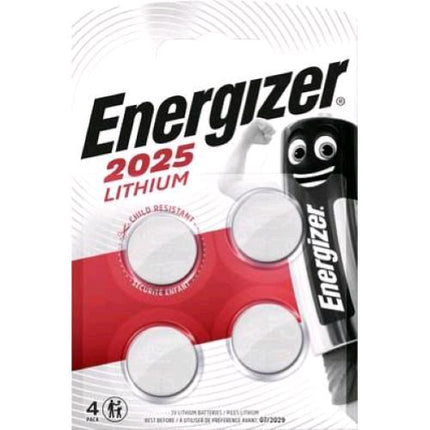 ENERGIZER CR 2025 BATTERIE A BOTTONE AL LITIO 3V CONF 4 Pz.