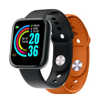 CELLY TRAINERBEAT SMARTWATCH SUMMER COLLECTION BLUETOOTH NOTIFICHE E MUSICA DA SMARTPHONR FREQUENZA CARDIACA MONITORAGGIO FASI DEL SONNO IP67 CON CINTURINO DI RICAMBIO NERO ARANCIONE
