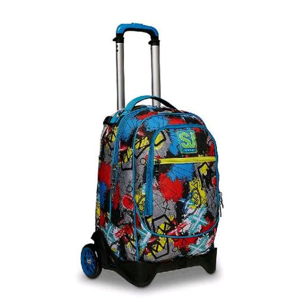 SEVEN SJ GANG TROLLEY JACK 2 RUOTE IN POLIESTERE 37X51X27 CM 34 LT SCOMPONIBILE TASCA FRONTALE FANTASIA