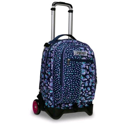 SEVEN ZIPLY GIRL TROLLEY JACK 2 RUOTE IN POLIESTERE 37X51X27 CM 34 LT SCOMPONIBILE TASCA FRONTALE FANTASIA
