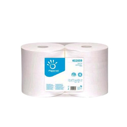PAPERNET BOBINA ASCIUGATUTTO IN PURA CELLULOSA 2 VELI MICROGROFFRATA 760 STRAPPI 25.60X30.50 CM BIANCO CONF 2 Pz.