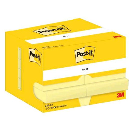 3M POST-IT NOTE 656 BLOCCHETTO 100 FOGLI 51X76 mm GIALLO CONF 12 Pz.