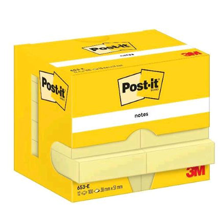 3M POST-IT BLOCCHETO 38X51 mm 100 FOGLI GIALLO CONF 12 Pz.