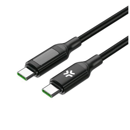 CELLY CAVO USB-C POWER DELIVERY 100 W CON CONNETTORE LED INDICATORE DELLA POTENZA EROGATA IN NYLON ANTI GROVIGLIO 2 MT NERO