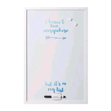 BI-OFFICE TRAVEL LOVERS LAVAGNA BIANCA MAGNETICA CANCELLABILE A SECCO IN MELAMINA 60X40 CM CORNICE IN MDF