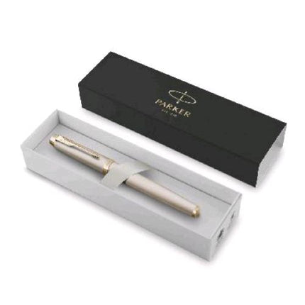 PARKER IM MONOCHROME PENNA ROLLER FUSTO PUNTA F FUSTO CHAMPAGNE INCHIOSTRO BLU CONFEZIONE REGALO