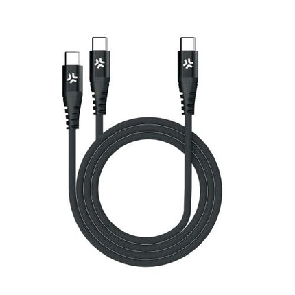CELLY CAVO 2 IN 1 DA 1 x USB-C A 2 x USB-C POWER DELIVERY SUPPORTA FINO A 100 E 1.3 MT NERO