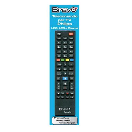 BRAVO BRAND 4 TELECOMANDO COMPATIBILE PER TV PHILPS UNIVERSALE NON NECESSITA DI PROGRAMMAZIONE NERO