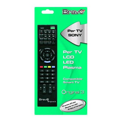 BRAVO ORIGINAL 3 TELECOMANDO COMPATIBILE PER TV SONY FEDELE ALL' ORIGINALE NON NECESSITA DI PROGRAMMAZIONE NERO