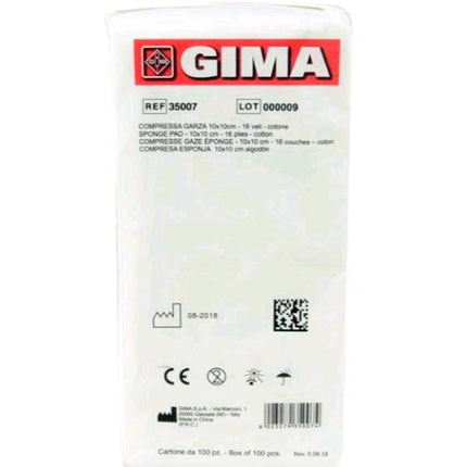 GIMA COMPRESSA GARZA 10X10 CM IN COTONE BIANCO CONF 100 Pz.