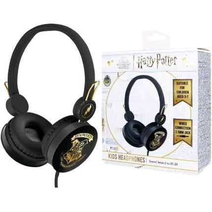 OTL HARRY POTTER HOGWARTS BLACK AND GOLD CORE CUFFIE PER BAMBINI CON CAVO JACK 3.5mm NERO