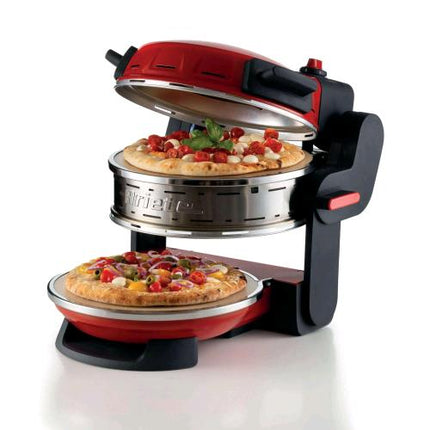ARIETE FORNO PIZZA DOPPIO FORNO PER PIZZA 2 PIASTRE IN PIETRA REFRATTARIA ANTIADERENTI CUOCE 2 PIZZE CONTEMPORANEAMENTE 5 LIVELLI COTTURA 2300 W 400 GRDI DIAMETRO 32cm ROSSO