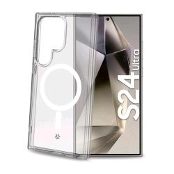 Celly Samsung Galaxy S24 Ultra 5G cover in morbido tpu modulo magnetico circolare compatibile con ricarica wireless trasparente