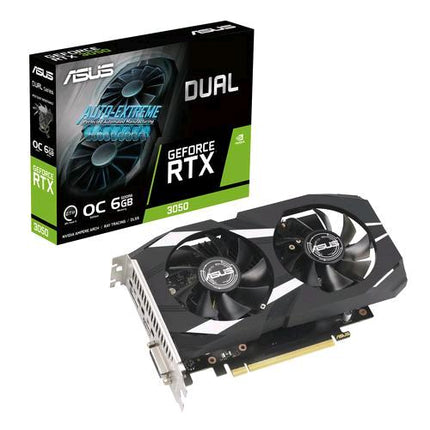 ASUS DUAL-RTX3050-O6G NVIDIA GEFORCE RTX 3050 6 GB GDDR6 DUAL FAN PCI Express 4.0 1 x HDMI 1 x DISPLAYPORT 1 x DVI-D