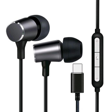 LINK AURICOLARI CON MICROFONO USB-C CON CONTROLLO VOLUME NERO